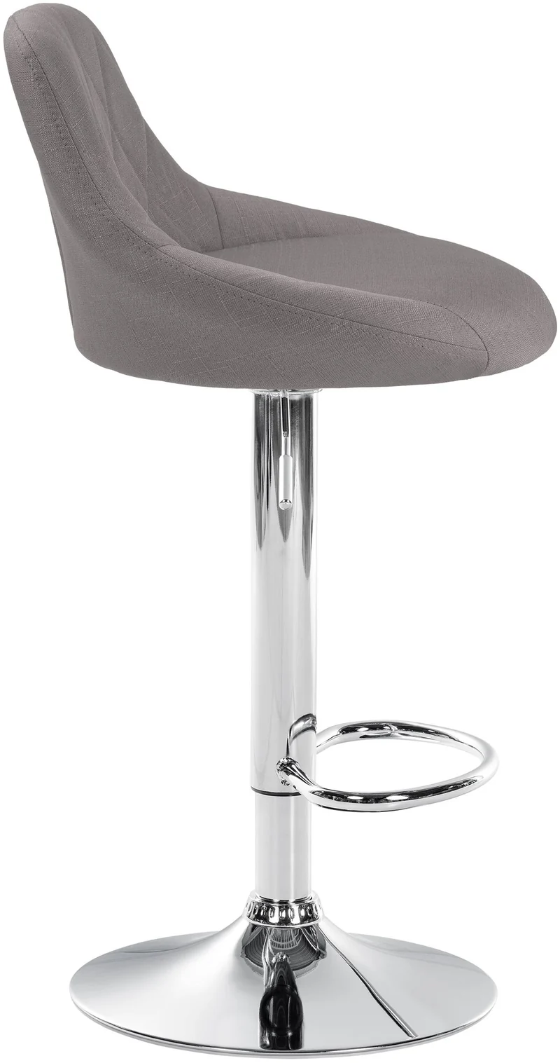 Tabouret de bar x1 pivotant hauteur réglable en tissu gris surpiqûres décoratives cadre en métal chromé 10_0005834