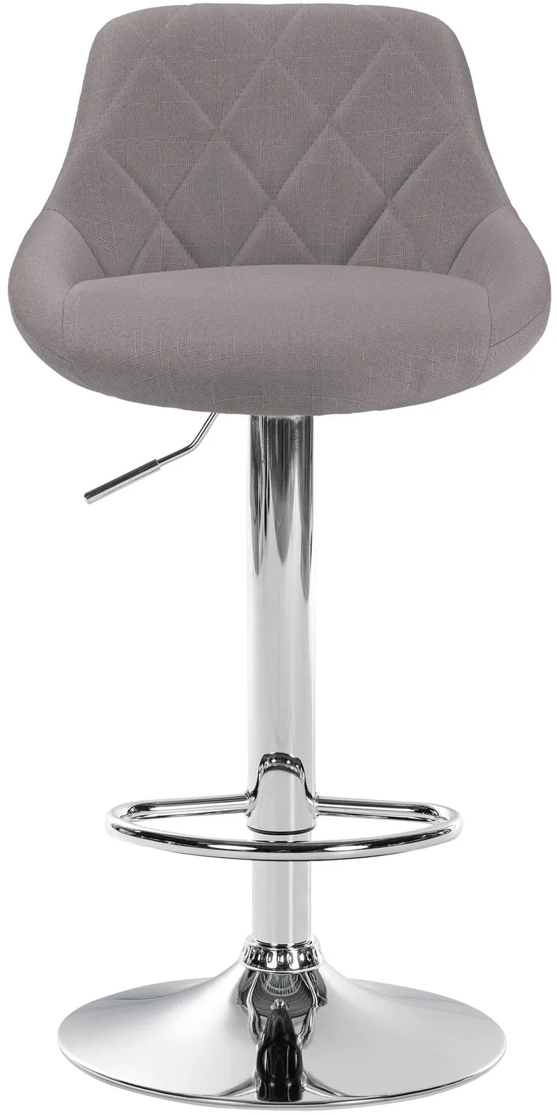 Tabouret de bar x1 pivotant hauteur réglable en tissu gris surpiqûres décoratives cadre en métal chromé 10_0005834