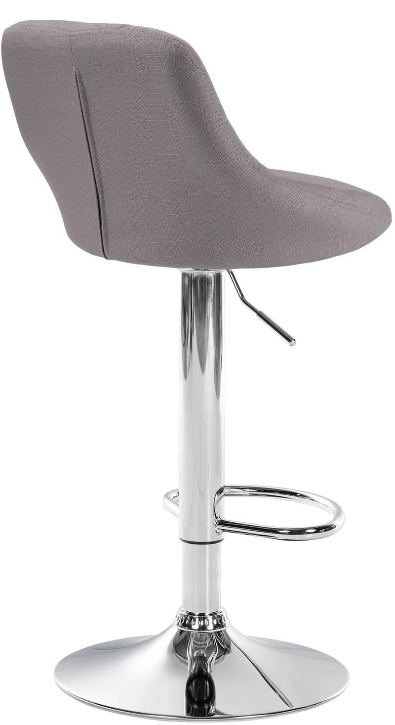 Tabouret de bar x1 pivotant hauteur réglable en tissu gris surpiqûres décoratives cadre en métal chromé 10_0005834