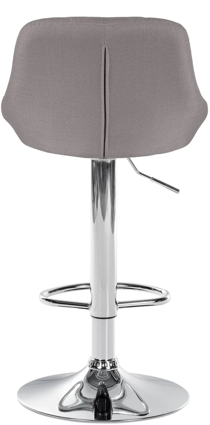 Tabouret de bar x1 pivotant hauteur réglable en tissu gris surpiqûres décoratives cadre en métal chromé 10_0005834
