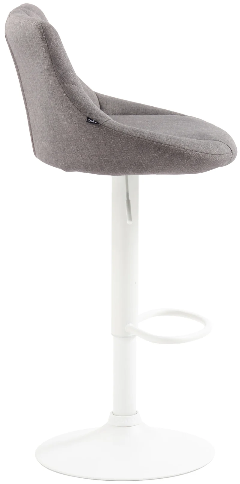 Tabouret de bar x1 pivotant hauteur réglable en tissu gris surpiqûres décoratives cadre en métal blanc 10_0005833