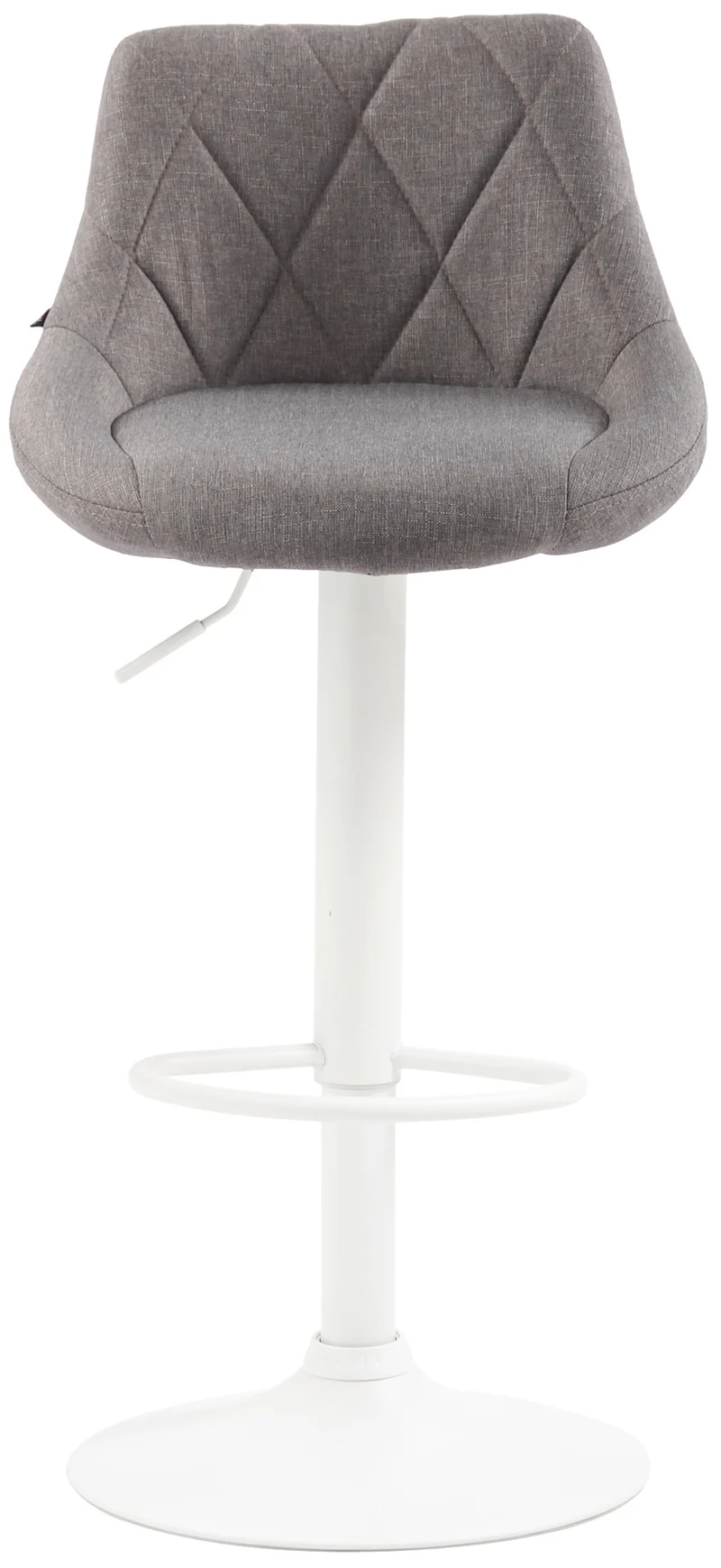 Tabouret de bar x1 pivotant hauteur réglable en tissu gris surpiqûres décoratives cadre en métal blanc 10_0005833