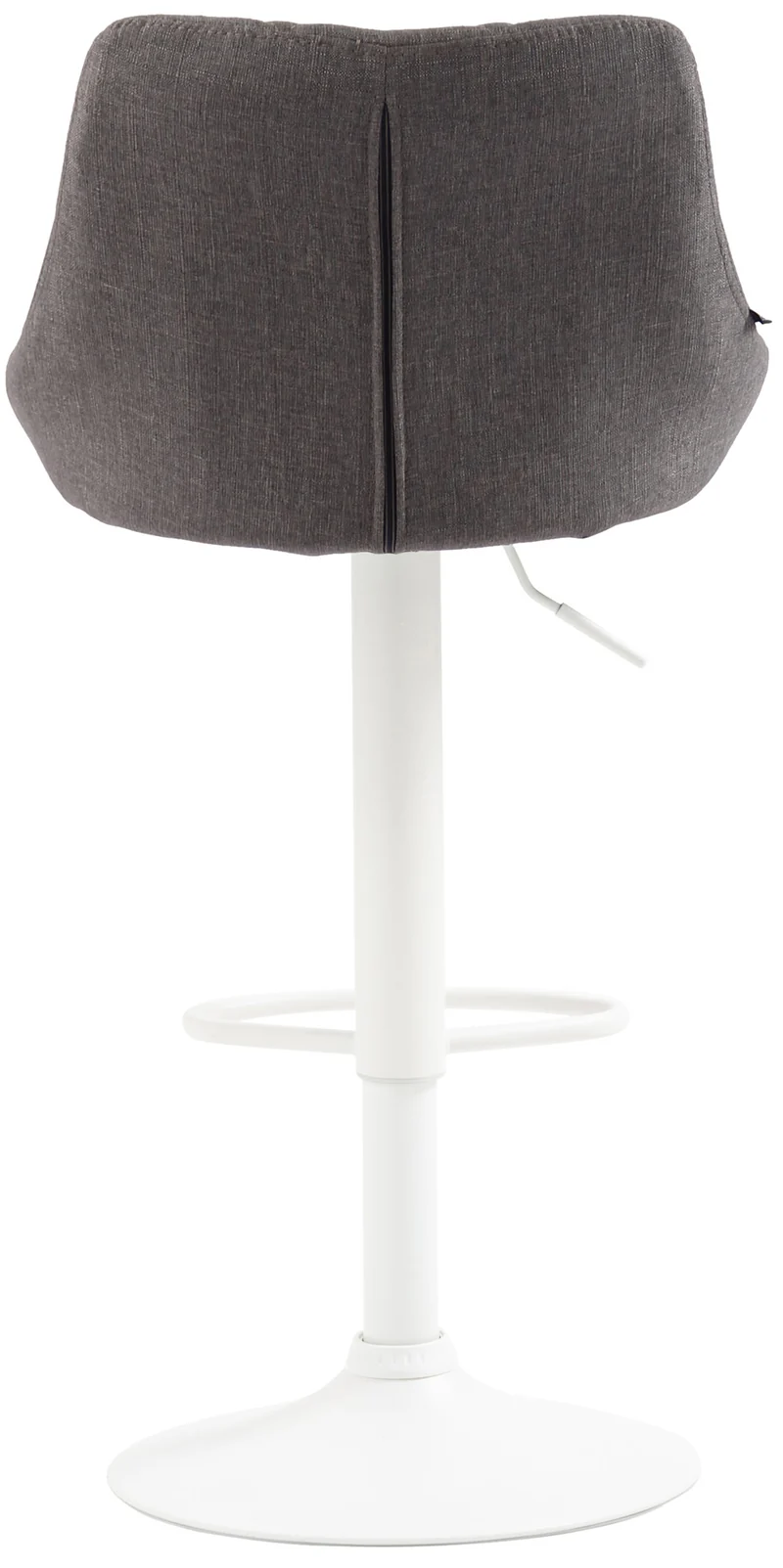 Tabouret de bar x1 pivotant hauteur réglable en tissu gris surpiqûres décoratives cadre en métal blanc 10_0005833