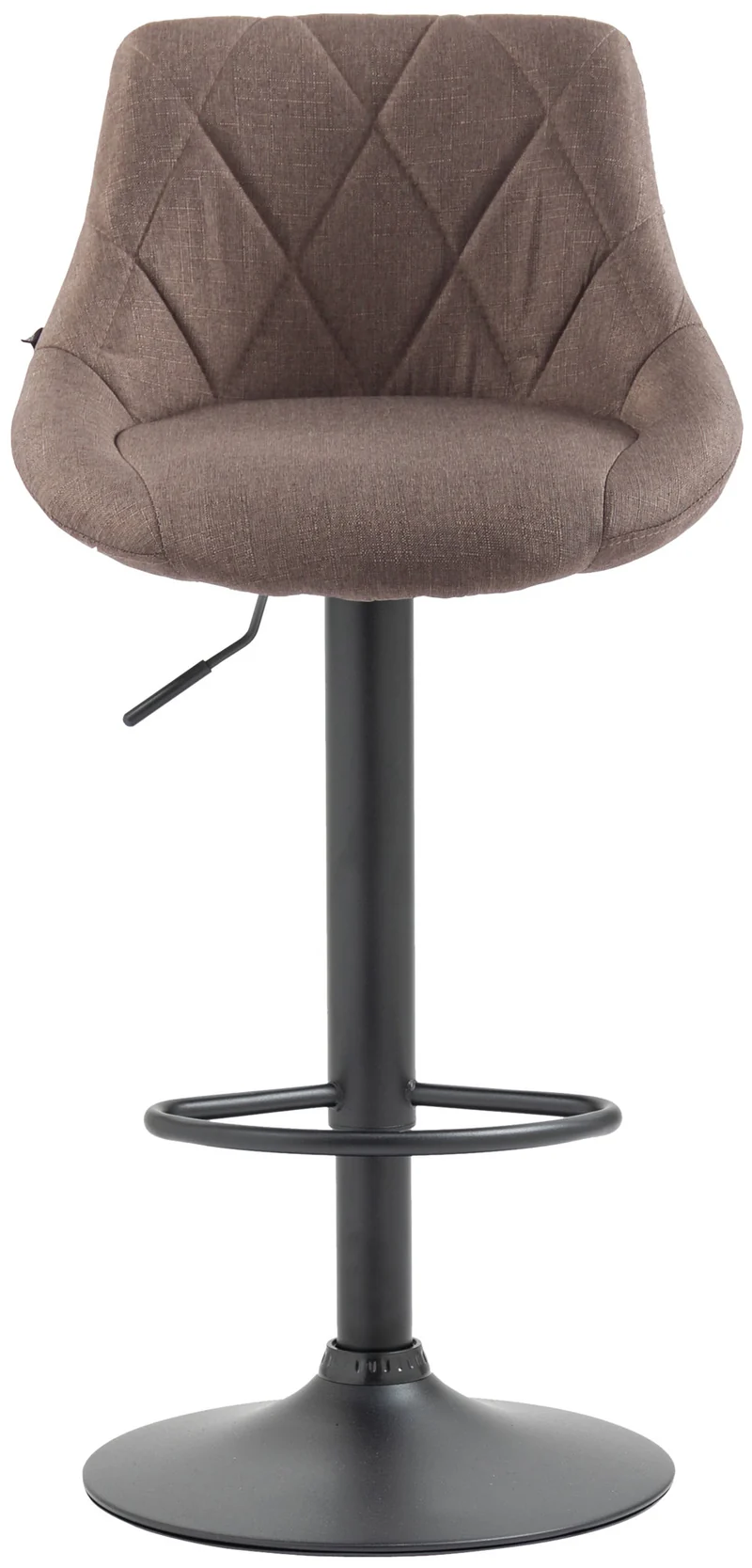 Tabouret de bar x1 pivotant hauteur réglable en tissu taupe surpiqûres décoratives cadre en métal noir 10_0005707