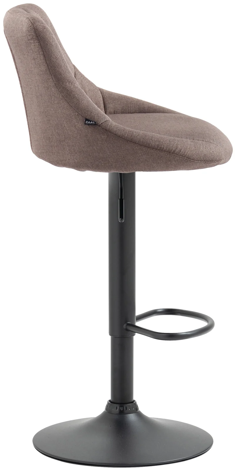 Tabouret de bar x1 pivotant hauteur réglable en tissu taupe surpiqûres décoratives cadre en métal noir 10_0005707