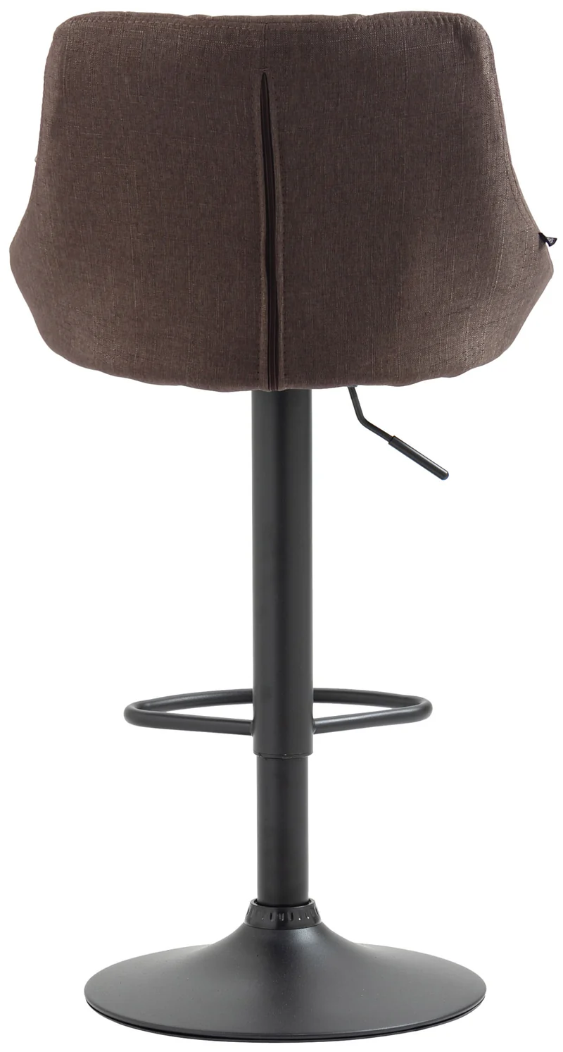 Tabouret de bar x1 pivotant hauteur réglable en tissu taupe surpiqûres décoratives cadre en métal noir 10_0005707