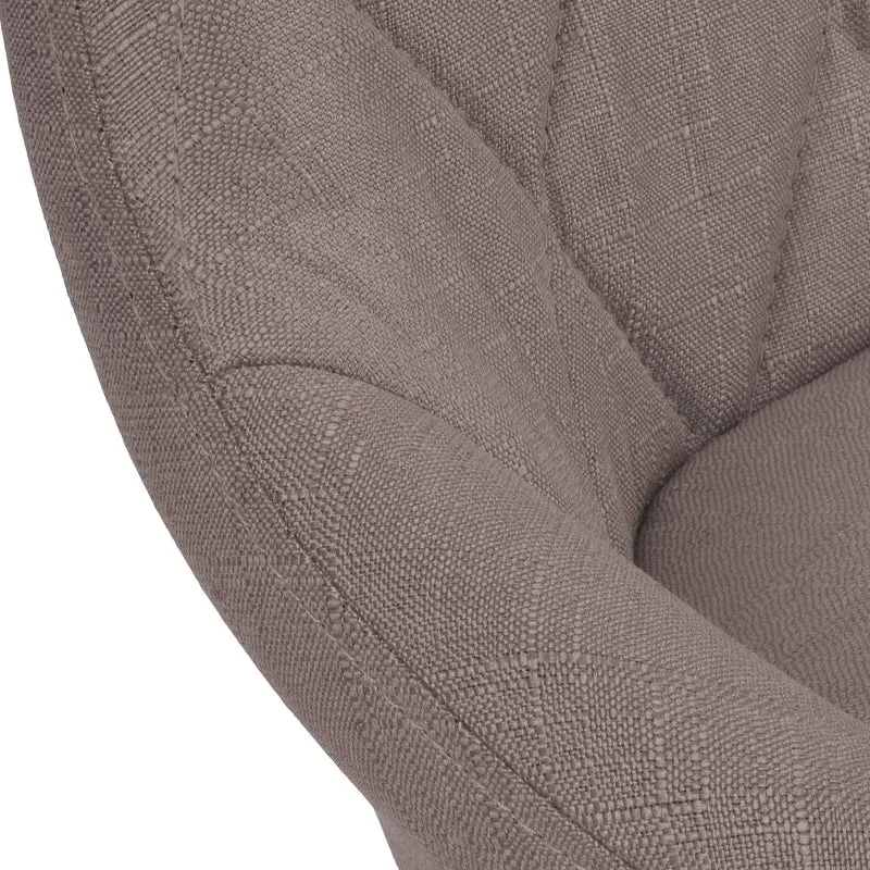 Tabouret de bar x1 pivotant hauteur réglable en tissu taupe surpiqûres décoratives cadre en métal noir 10_0005707