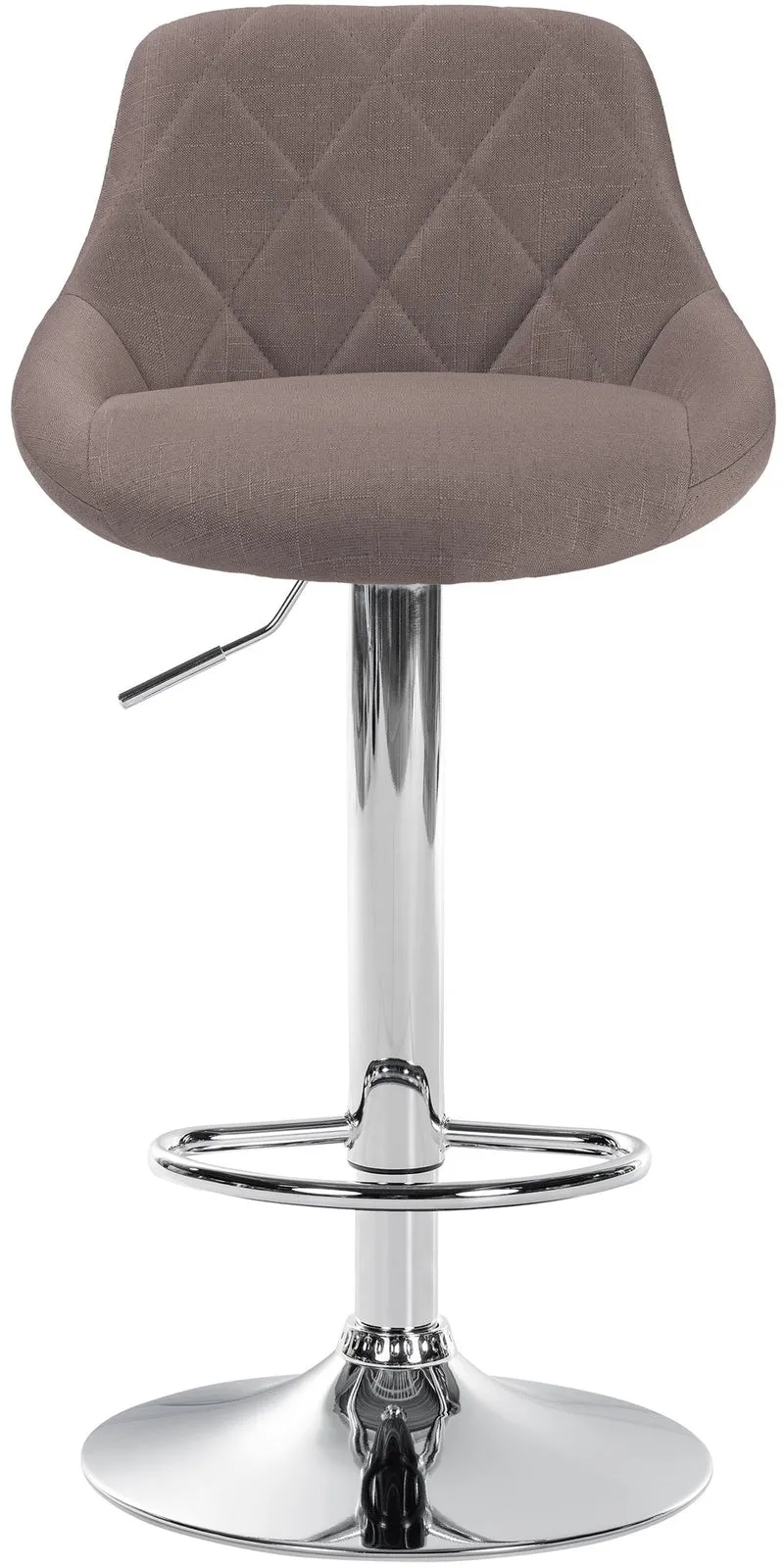 Tabouret de bar x1 pivotant hauteur réglable en tissu taupe surpiqûres décoratives cadre en métal chromé 10_0005706