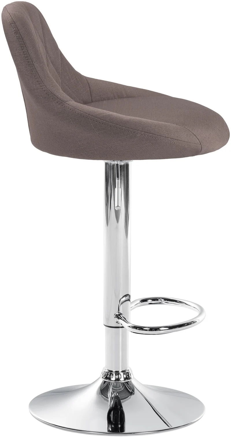 Tabouret de bar x1 pivotant hauteur réglable en tissu taupe surpiqûres décoratives cadre en métal chromé 10_0005706