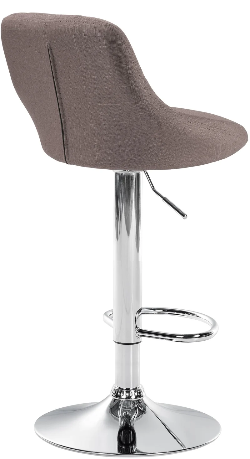Tabouret de bar x1 pivotant hauteur réglable en tissu taupe surpiqûres décoratives cadre en métal chromé 10_0005706