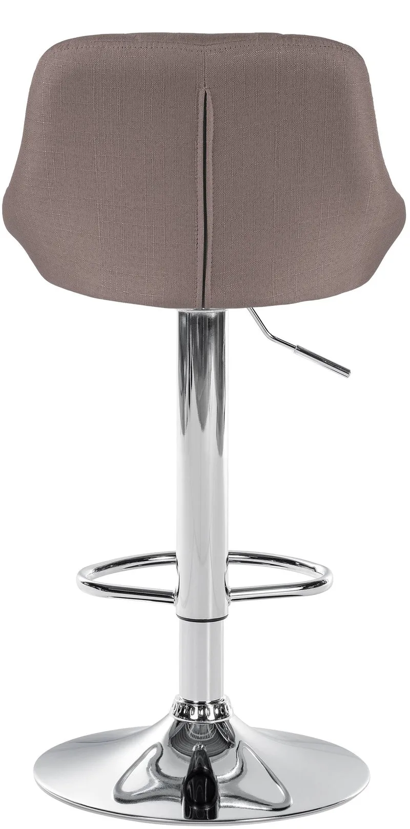 Tabouret de bar x1 pivotant hauteur réglable en tissu taupe surpiqûres décoratives cadre en métal chromé 10_0005706