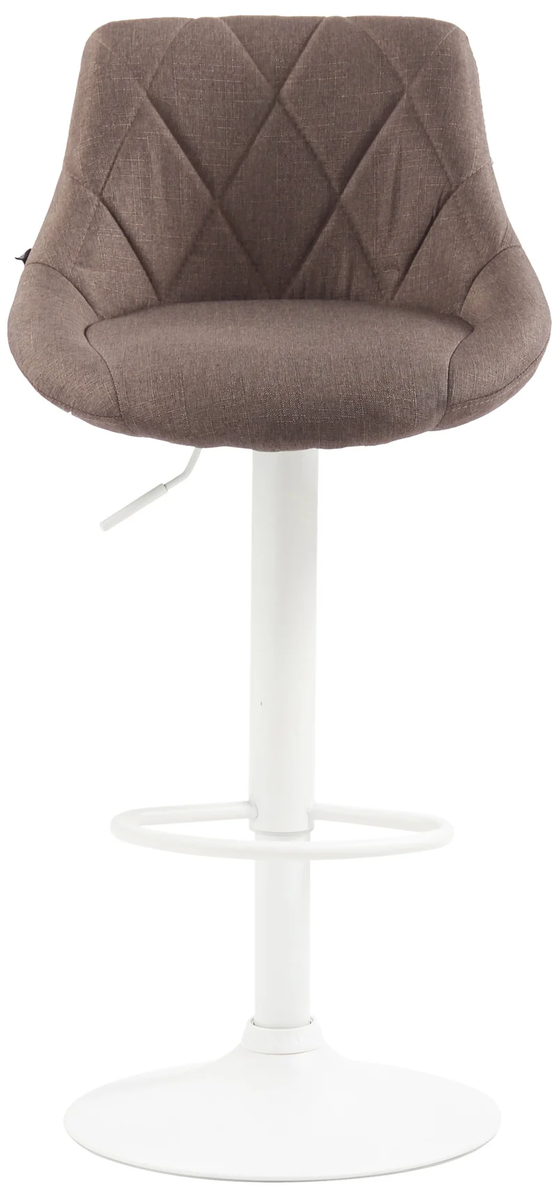 Tabouret de bar x1 pivotant hauteur réglable en tissu taupe surpiqûres décoratives cadre en métal blanc 10_0005705