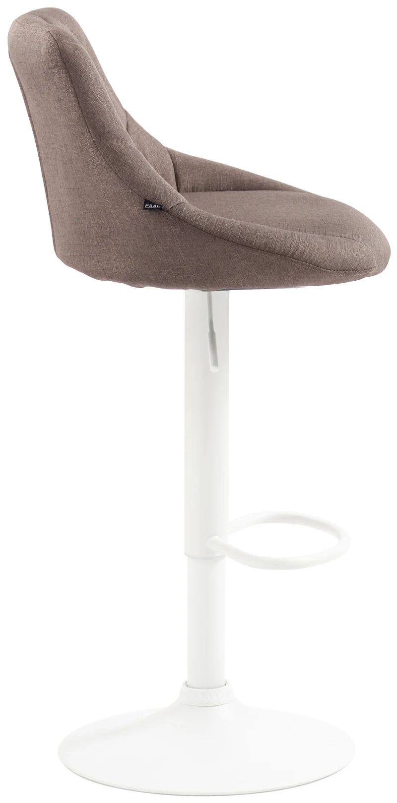 Tabouret de bar x1 pivotant hauteur réglable en tissu taupe surpiqûres décoratives cadre en métal blanc 10_0005705