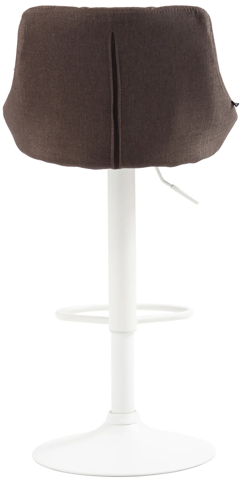 Tabouret de bar x1 pivotant hauteur réglable en tissu taupe surpiqûres décoratives cadre en métal blanc 10_0005705