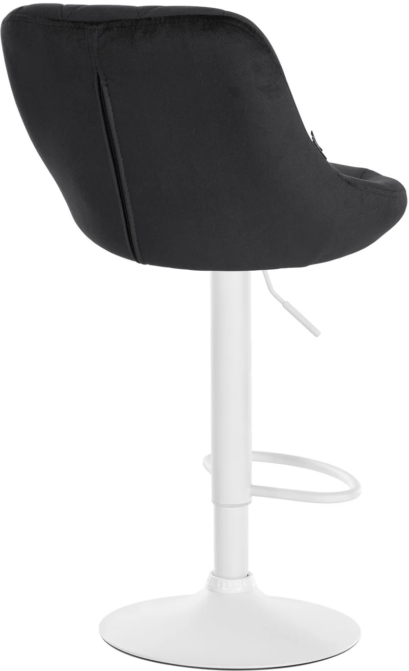 Lot de 2 tabourets de bar pivotant hauteur réglable en velours noir surpiqûres décoratives cadre en métal blanc 10_0005574