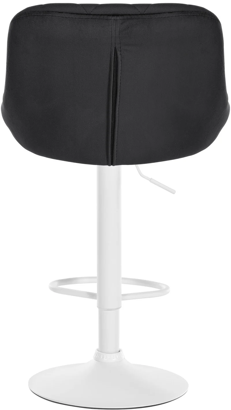 Lot de 2 tabourets de bar pivotant hauteur réglable en velours noir surpiqûres décoratives cadre en métal blanc 10_0005574