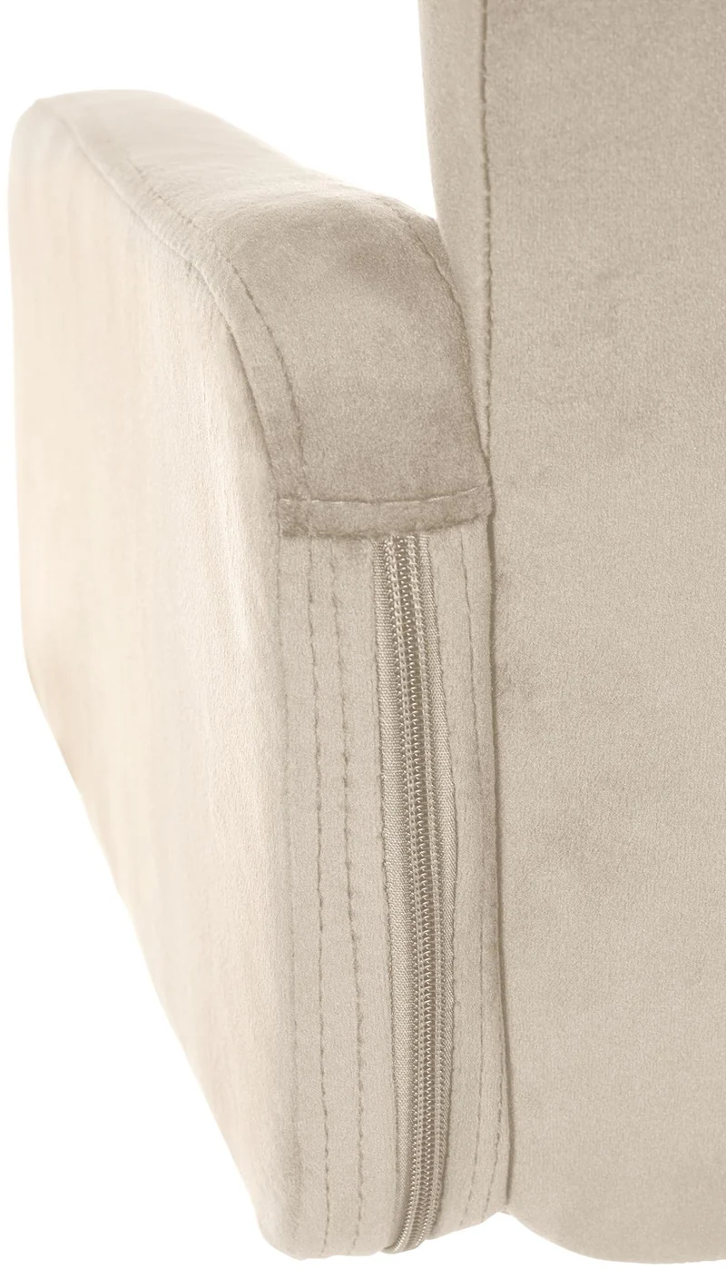 Tabouret de bar x1 avec accoudoirs et repose-pieds en velours couleur crème cadre en métal blanc 10_0006525
