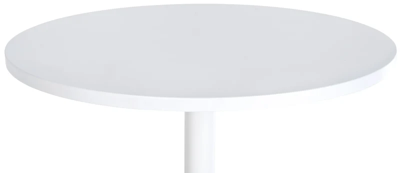 Table haute de bar bistrot plateau forme diamètre 60 cm rond en bois blanc et métal chromé blanc 10_0006339