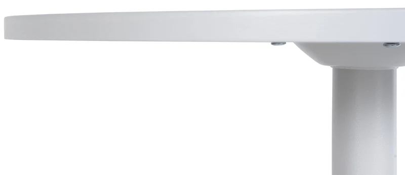 Table haute de bar bistrot plateau forme diamètre 60 cm rond en bois blanc et métal chromé blanc 10_0006339