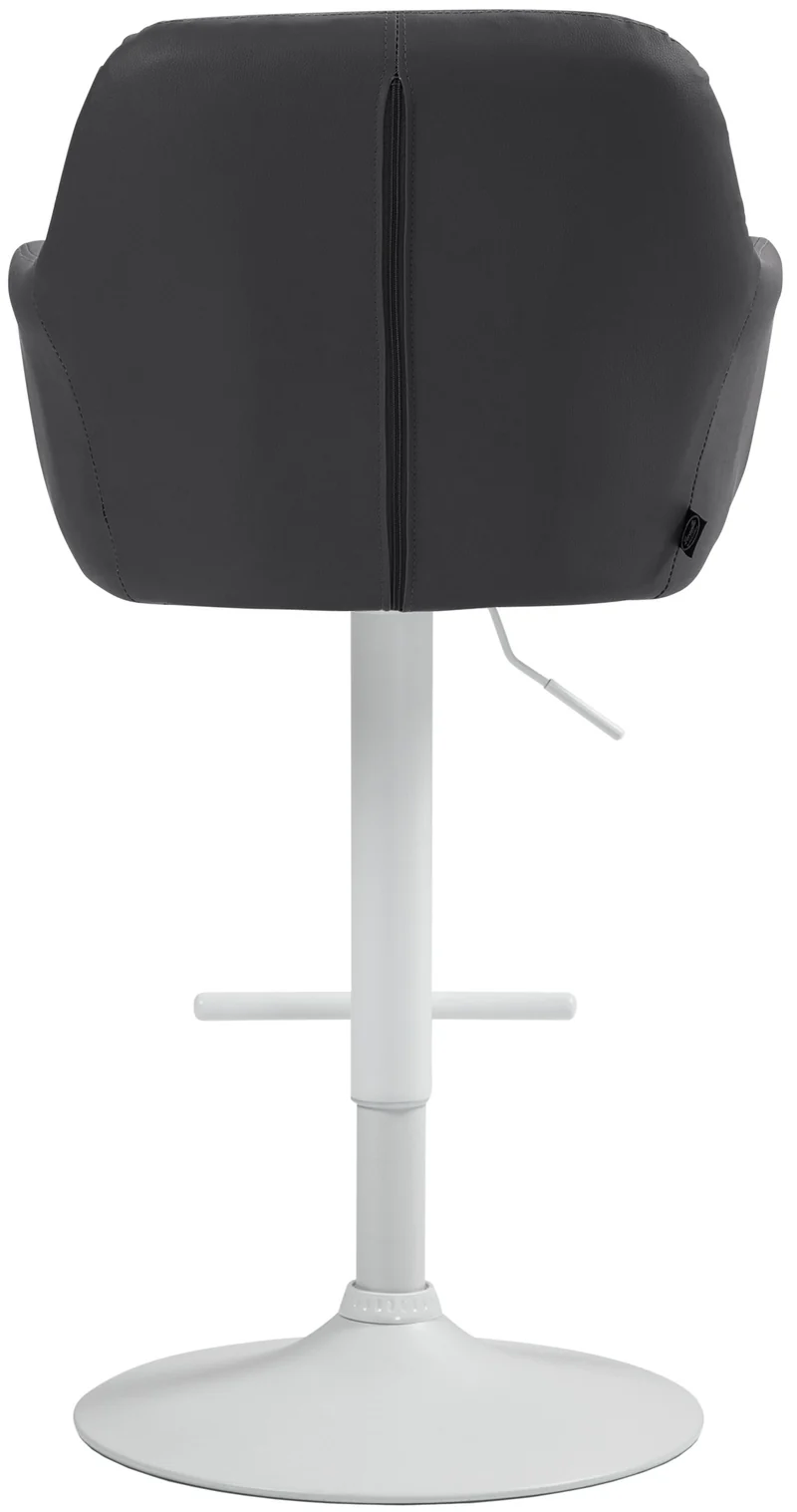 Tabouret de bar chaise haute x1 fonction rotation 360° en similicuir noir avec coutures décoratives piètement métal blanc 10_0006675