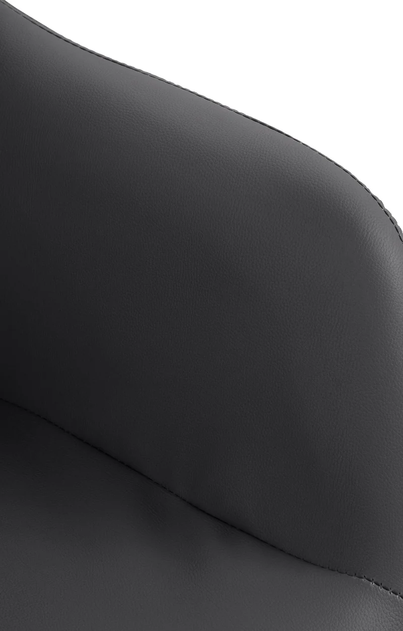 Tabouret de bar chaise haute x1 fonction rotation 360° en similicuir noir avec coutures décoratives piètement métal blanc 10_0006675