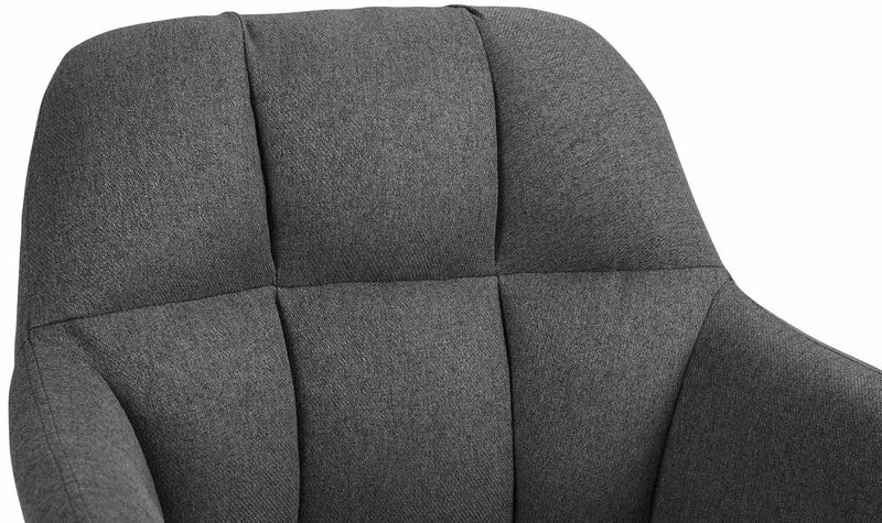 Tabouret de bar chaise haute x1 fonction rotation 360° en tissu gris foncé avec coutures décoratives piètement métal blanc 10_0006674