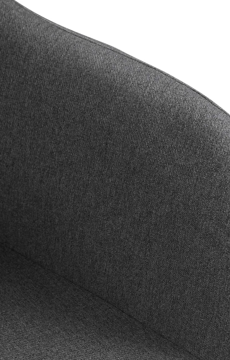Tabouret de bar chaise haute x1 fonction rotation 360° en tissu gris foncé avec coutures décoratives piètement métal blanc 10_0006674
