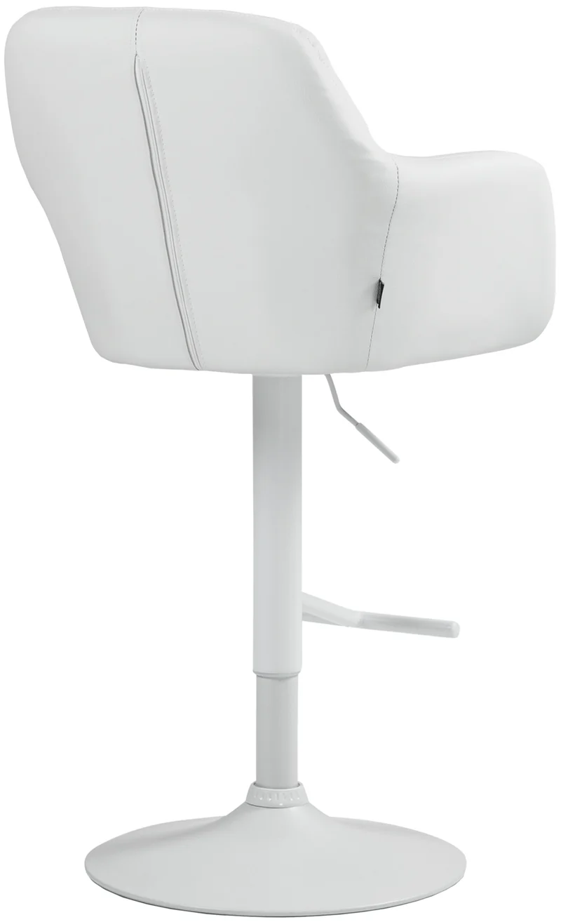 Tabouret de bar chaise haute x1 fonction rotation 360° en similicuir blanc avec coutures décoratives piètement métal blanc 10_0006658