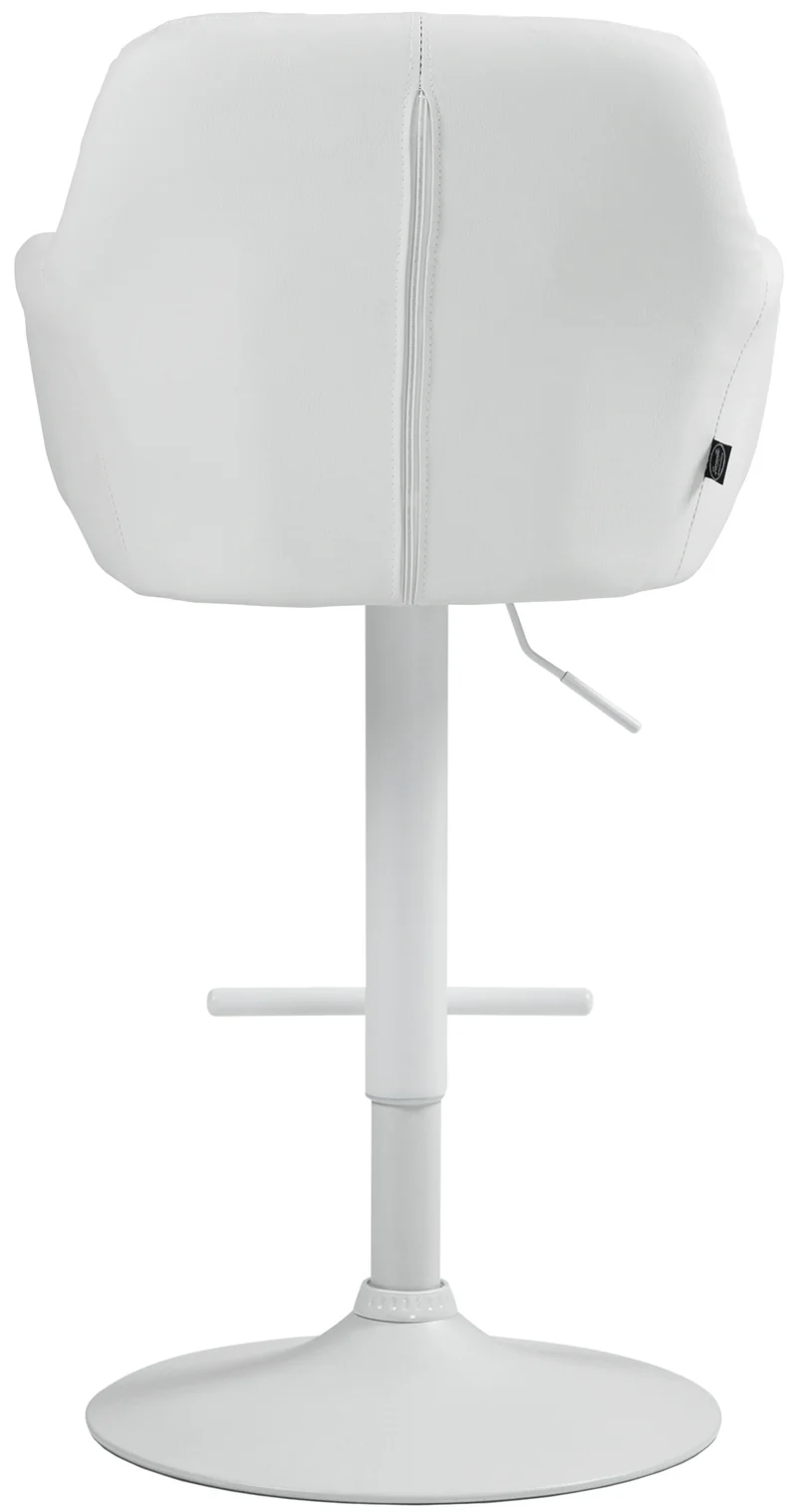 Tabouret de bar chaise haute x1 fonction rotation 360° en similicuir blanc avec coutures décoratives piètement métal blanc 10_0006658