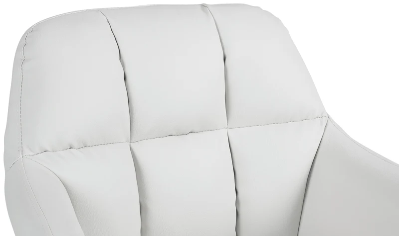 Tabouret de bar chaise haute x1 fonction rotation 360° en similicuir blanc avec coutures décoratives piètement métal blanc 10_0006658
