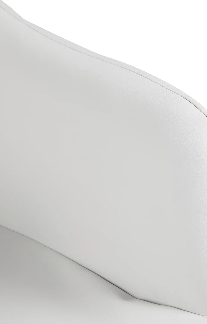 Tabouret de bar chaise haute x1 fonction rotation 360° en similicuir blanc avec coutures décoratives piètement métal blanc 10_0006658