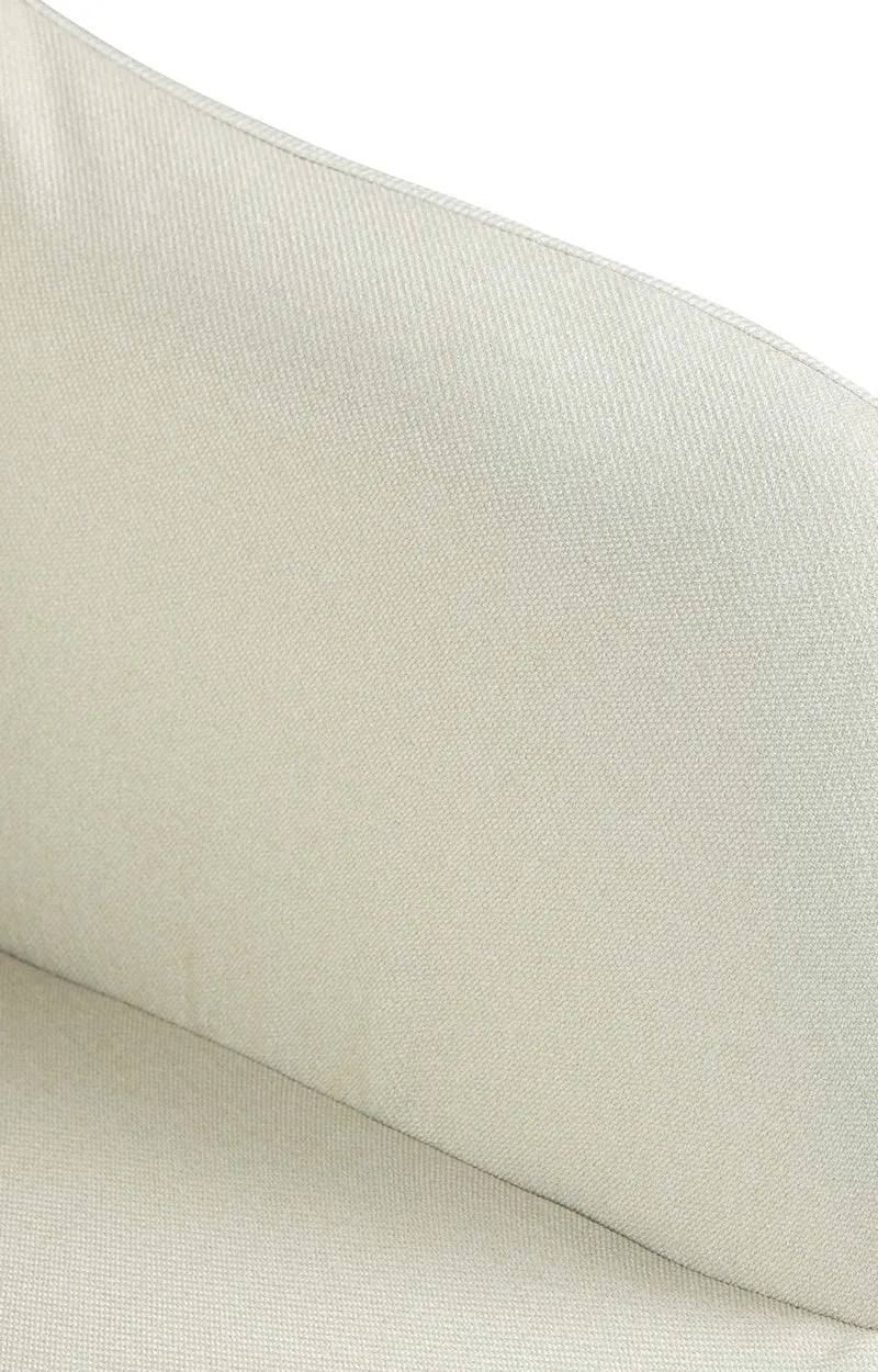 Tabouret de bar chaise haute x1 fonction rotation 360° en tissu crème avec coutures décoratives piètement métal blanc 10_0006530