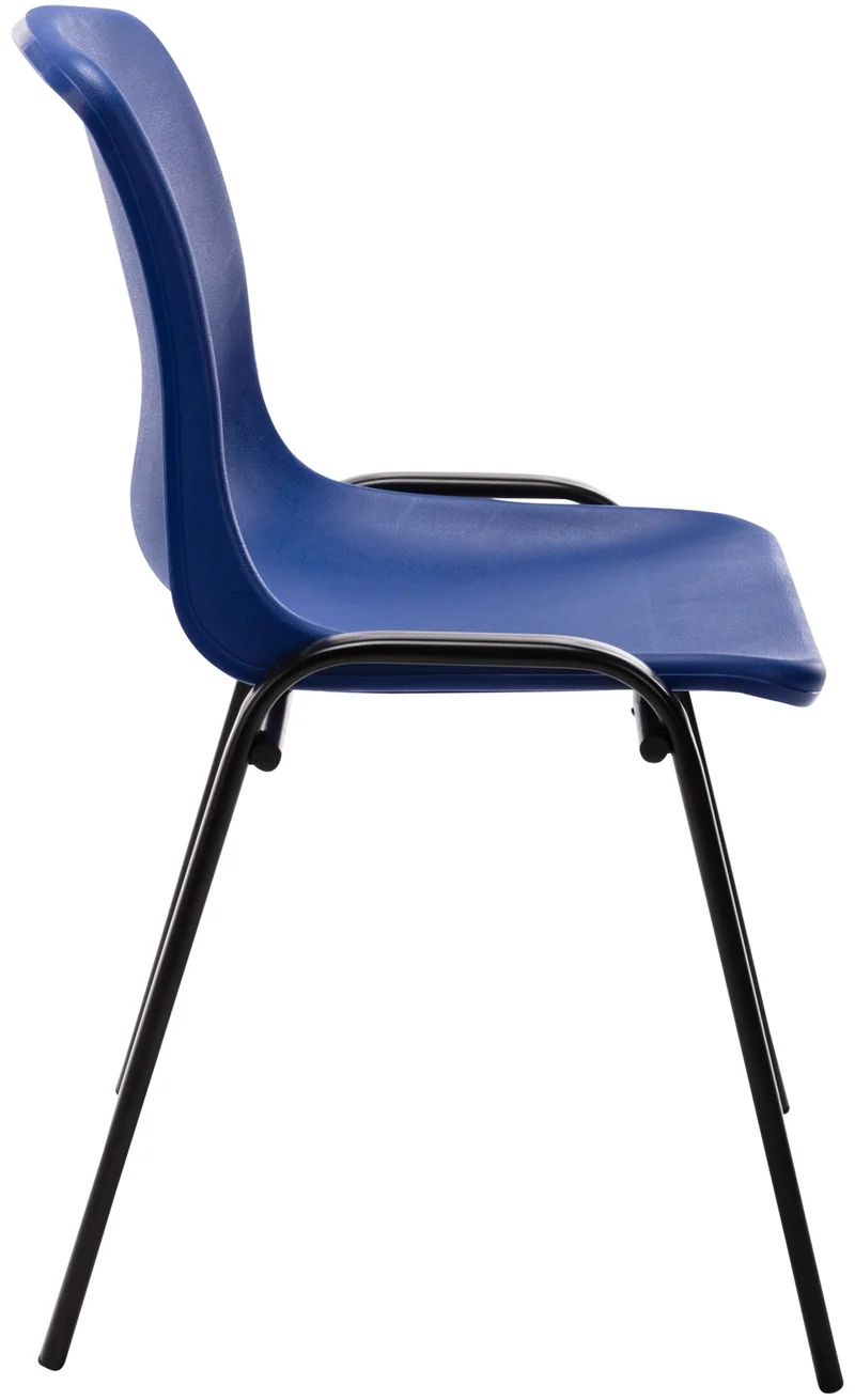 Chaise visiteur empilable salle d'attente en plastique bleu et métal 10_0003731