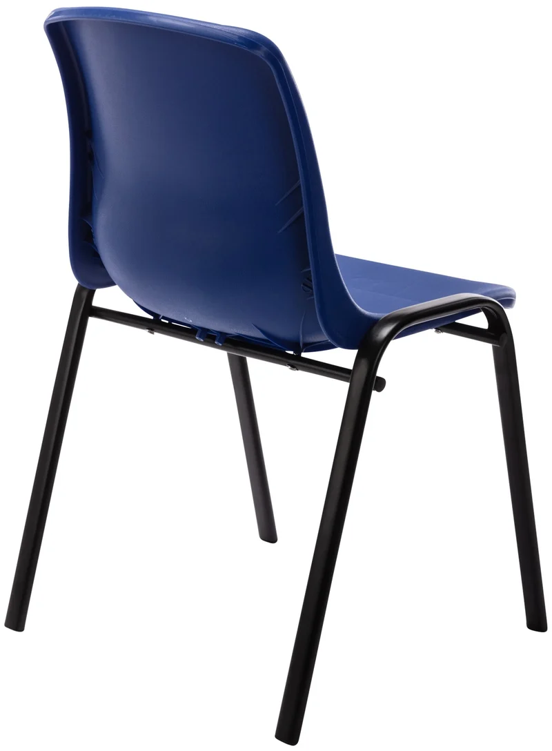 Chaise visiteur empilable salle d'attente en plastique bleu et métal 10_0003731