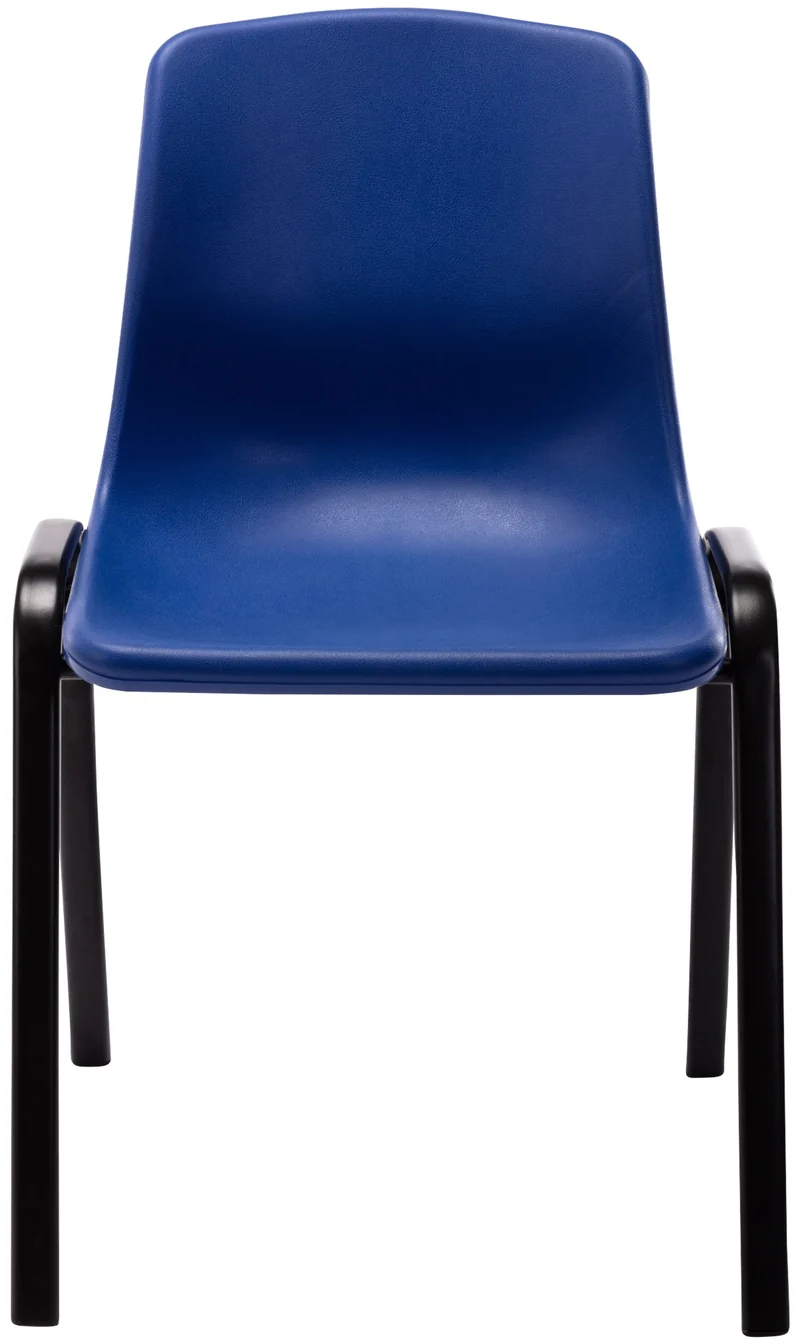 Chaise visiteur empilable salle d'attente en plastique bleu et métal 10_0003731