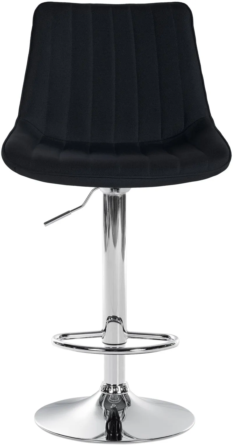 Tabouret de bar x1 réglable en hauteur pivotant à 360° assise en tissu noir couture verticale pied métal chromé 10_0006043
