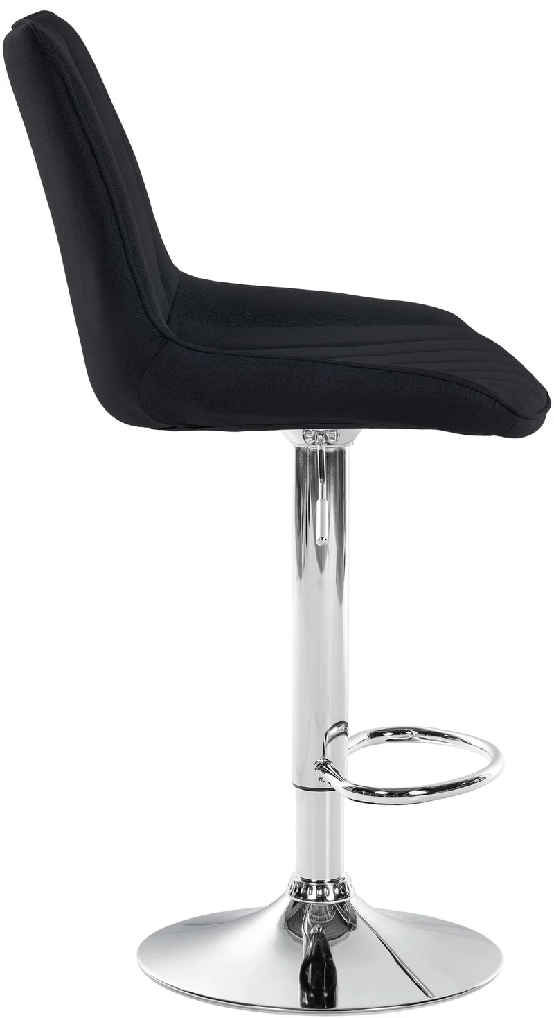Tabouret de bar x1 réglable en hauteur pivotant à 360° assise en tissu noir couture verticale pied métal chromé 10_0006043