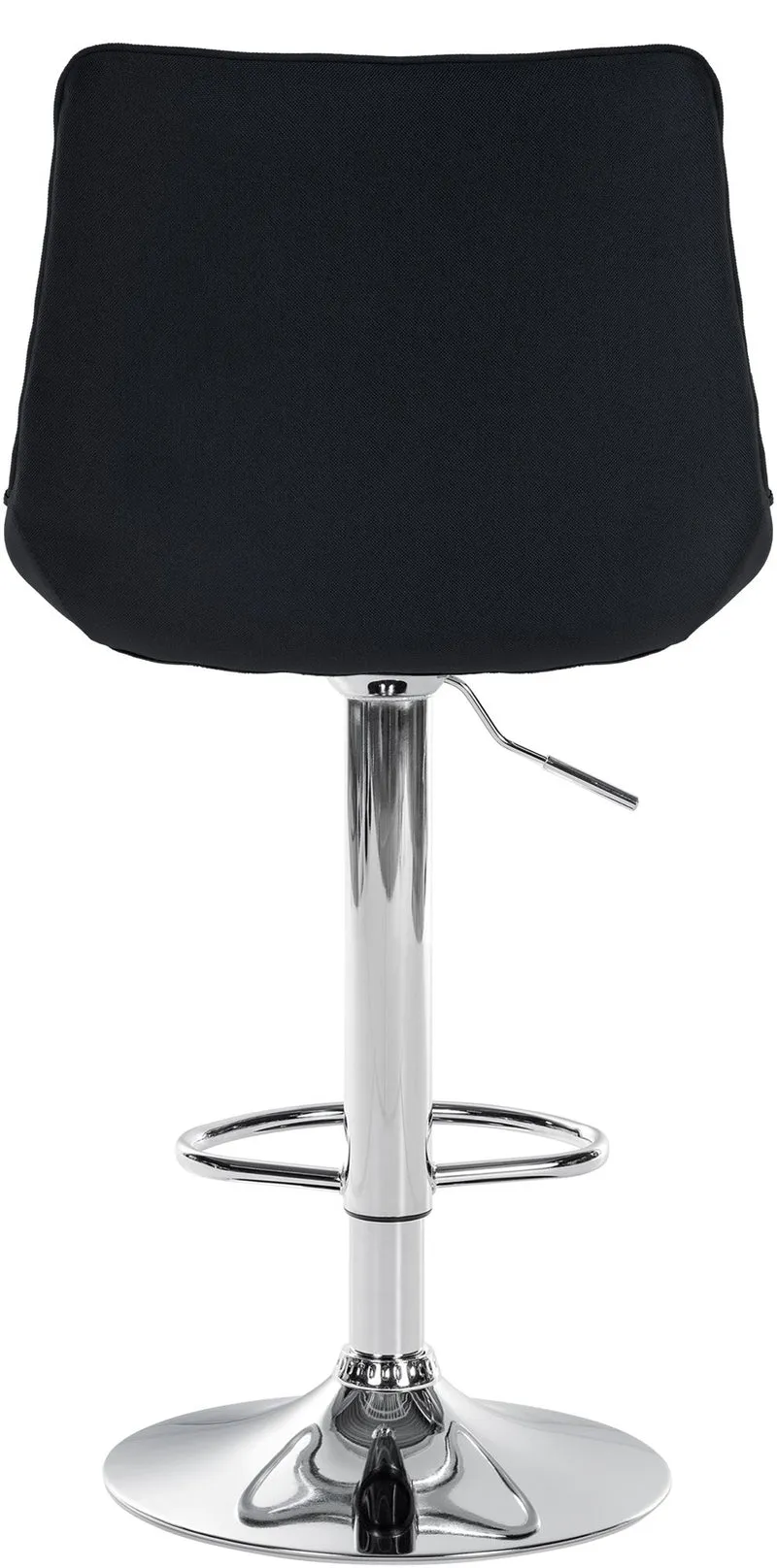 Tabouret de bar x1 réglable en hauteur pivotant à 360° assise en tissu noir couture verticale pied métal chromé 10_0006043