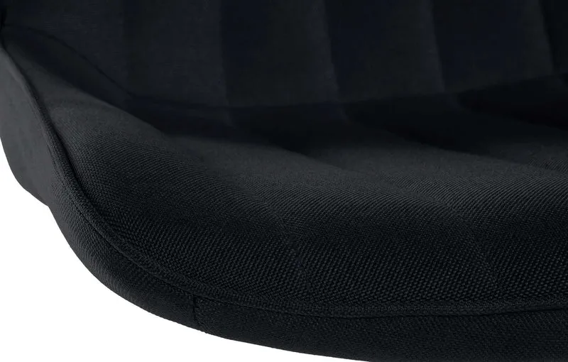 Tabouret de bar x1 réglable en hauteur pivotant à 360° assise en tissu noir couture verticale pied métal chromé 10_0006043