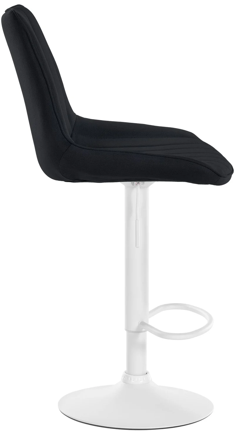 Tabouret de bar x1 réglable en hauteur pivotant à 360° assise en tissu noir couture verticale pied métal blanc 10_0006041