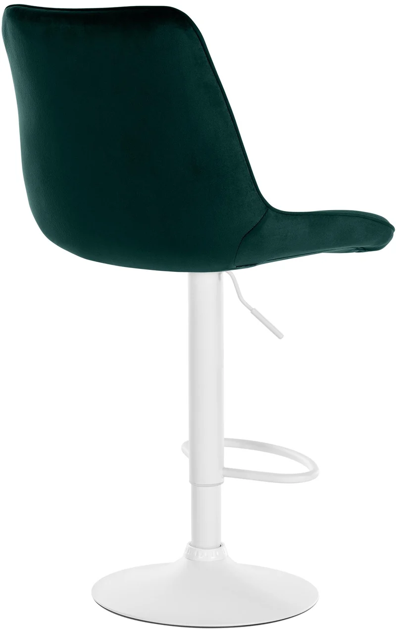 Lot de 2 tabourets de bar réglable en hauteur pivotant à 360° assise en velours vert couture verticale pied métal blanc 10_0006731