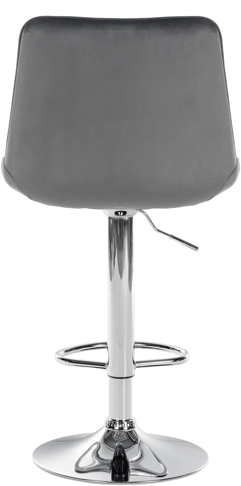 Tabouret de bar x1 réglable en hauteur pivotant à 360° assise en velours gris couture verticale pied métal chromé 10_0006467