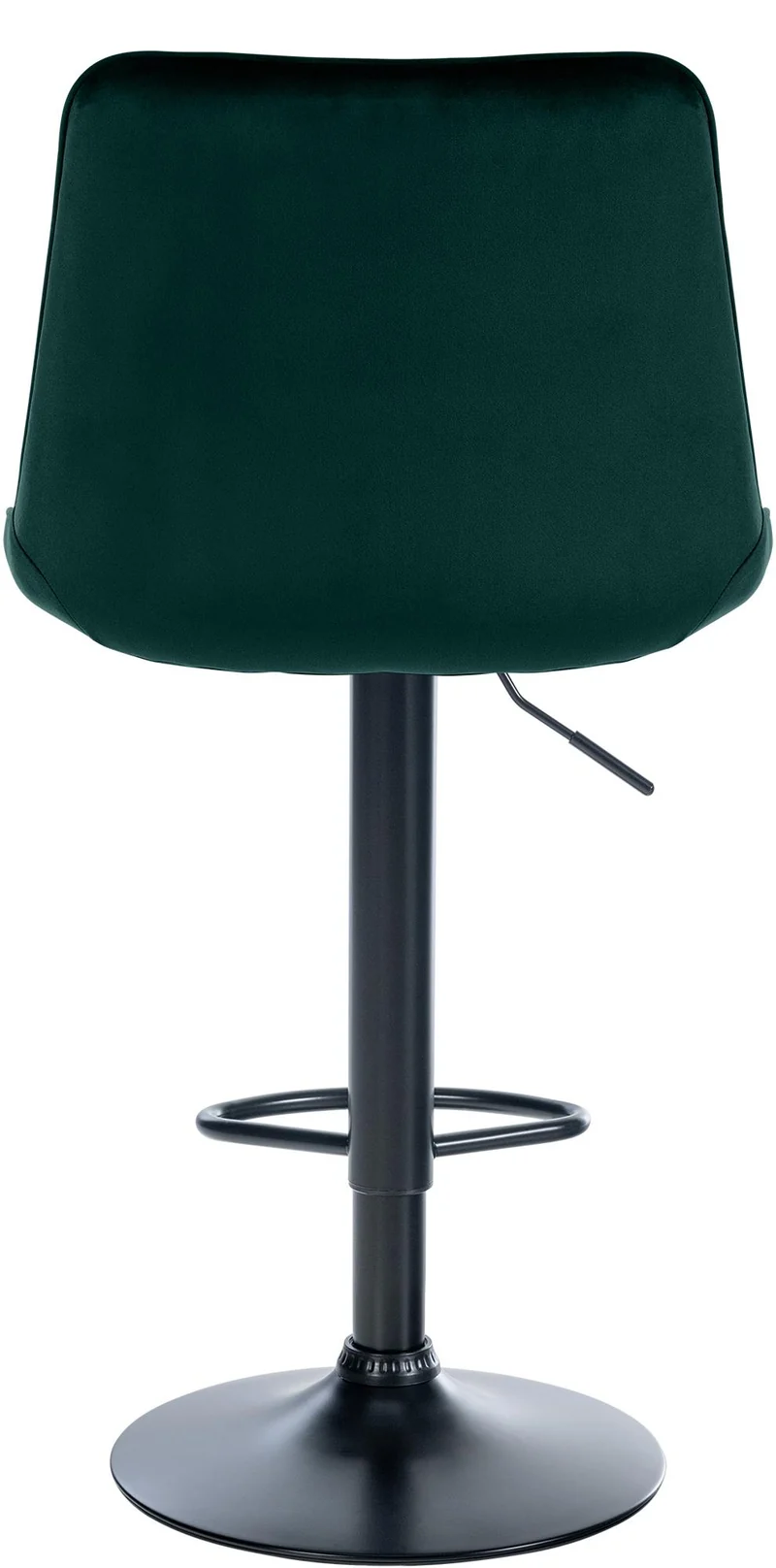Tabouret de bar x1 réglable en hauteur pivotant à 360° assise en velours vert couture verticale pied métal noir 10_0006444