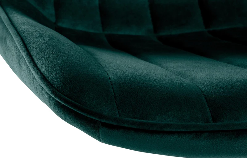 Tabouret de bar x1 réglable en hauteur pivotant à 360° assise en velours vert couture verticale pied métal noir 10_0006444