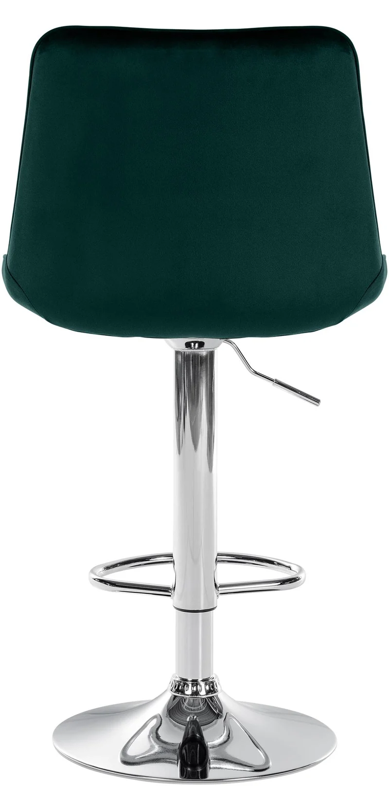 Tabouret de bar x1 réglable en hauteur pivotant à 360° assise en velours vert couture verticale pied métal chromé 10_0006442