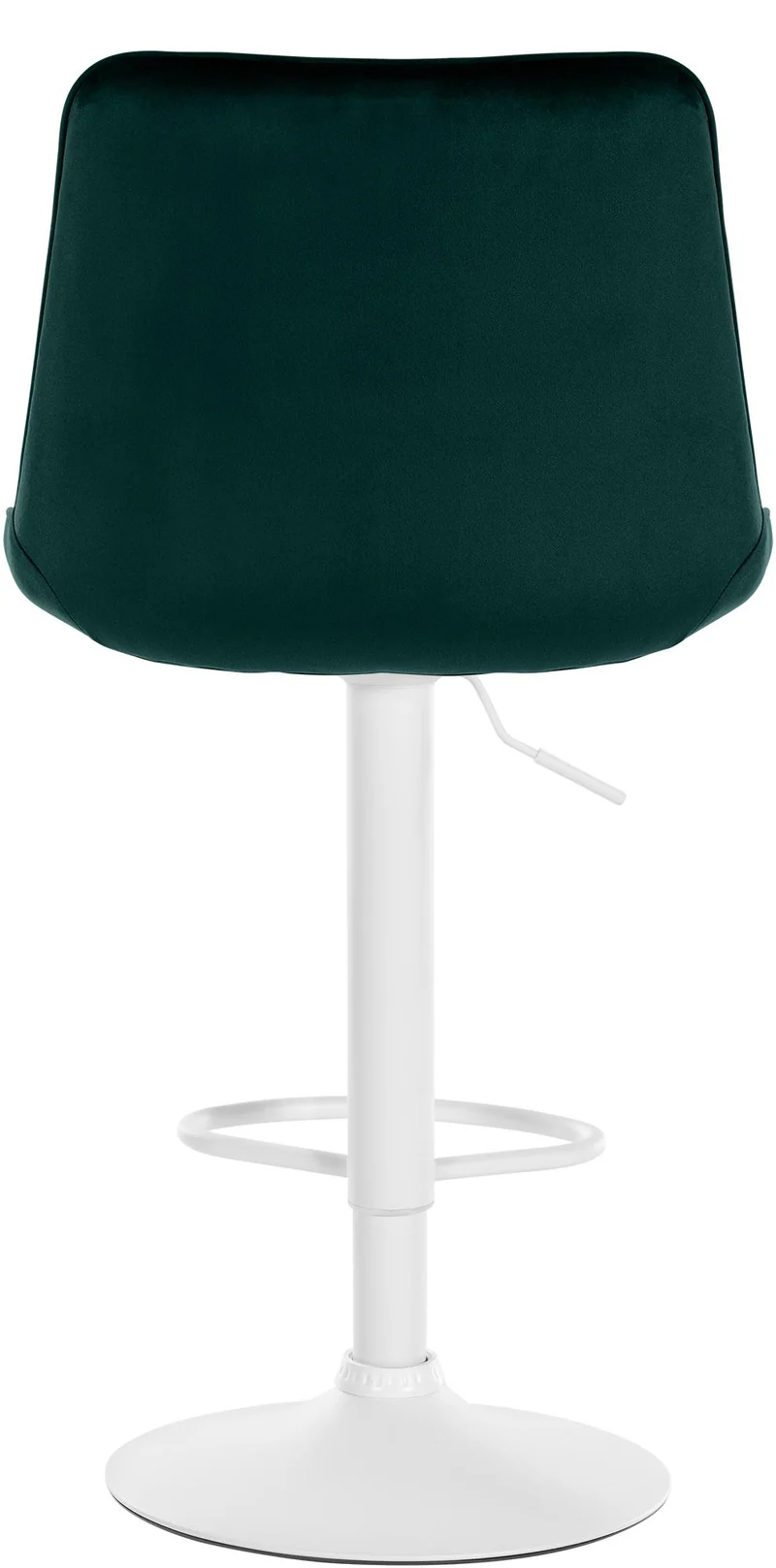 Tabouret de bar x1 réglable en hauteur pivotant à 360° assise en velours vert couture verticale pied métal blanc 10_0006440