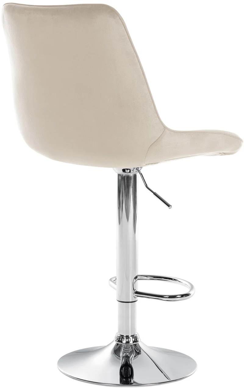 Lot de 2 tabourets de bar réglable en hauteur pivotant à 360° assise en velours crème couture verticale pied métal chromé 10_0005909