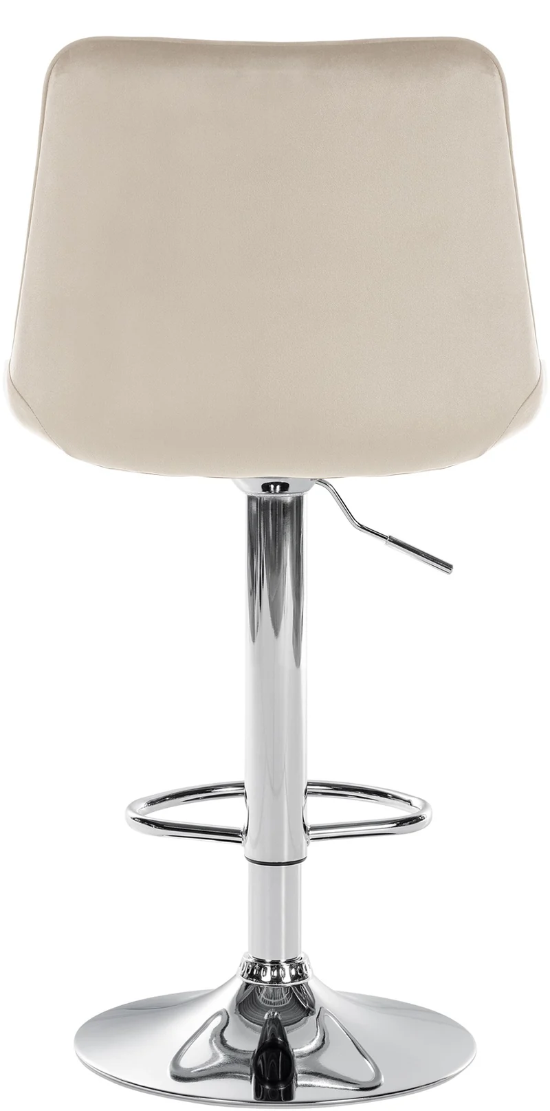 Lot de 2 tabourets de bar réglable en hauteur pivotant à 360° assise en velours crème couture verticale pied métal chromé 10_0005909