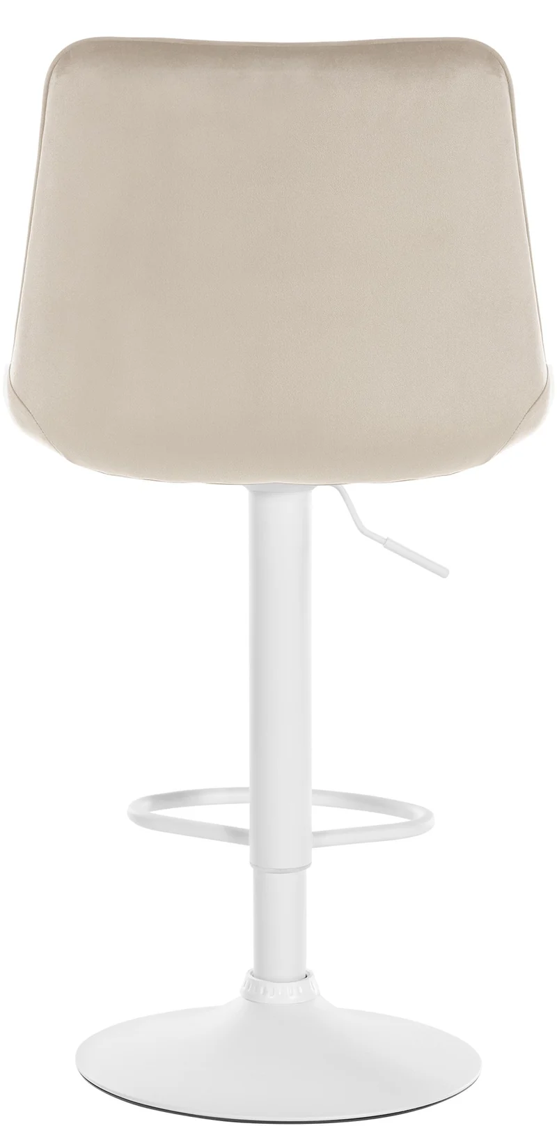 Lot de 2 tabourets de bar réglable en hauteur pivotant à 360° assise en velours crème couture verticale pied métal blanc 10_0005908