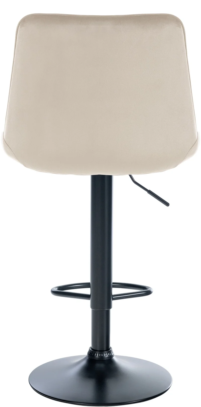 Tabouret de bar x1 réglable en hauteur pivotant à 360° assise en velours crème couture verticale pied métal noir 10_0005760